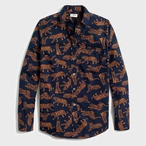 J.Crew Dark Blue and Orange Tiger Pattern Top
